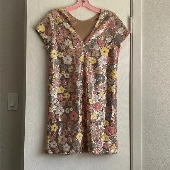 Fate Multicolor Sequin Floral Mini Dress - Picture 4 of 7